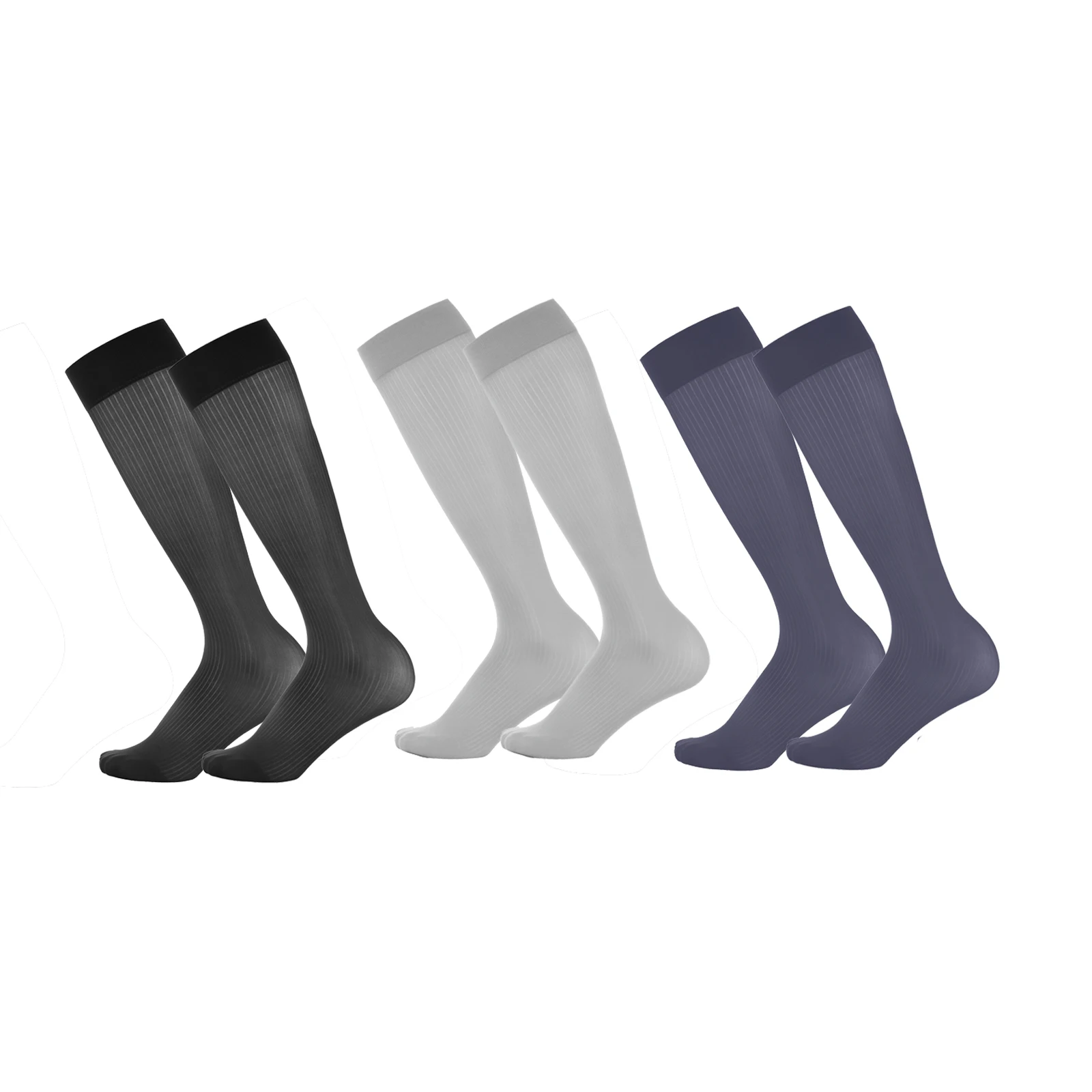 3/ Kit Tube Socks Ultradünne Strümpfe Transparente Herrensocken Formelle Anzugsocken Gestreifte Business-Socken