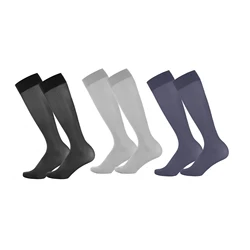 CLEVER-MENMODE 3/ Pack Tube Chaussettes Ultra Mince Bas Sheer Hommes Robe Chaussettes Sexy 7.0 Tenue de Cérémonie Trempé Stripe Business Chaussettes