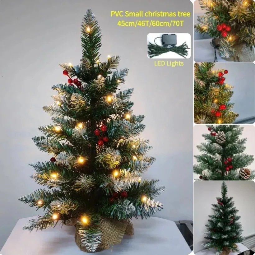 

Artificial Small Christmas Tree 45cm/60cm PVC Tip Flocked Tabletop Ornaments Christmas Tree Family Christmas Party Decorations