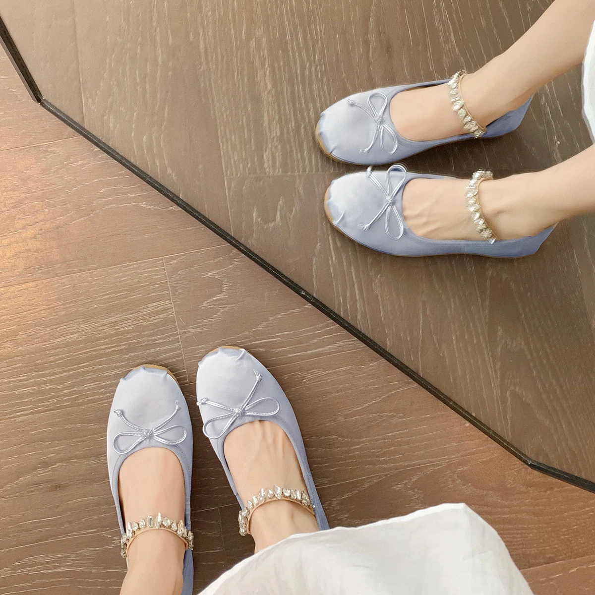 2024-new-fairy-style-women's-single-shoes-with-knot-soft-bottom-diamond-strap-ballet-flat-round-toe-mary-jane-shoes