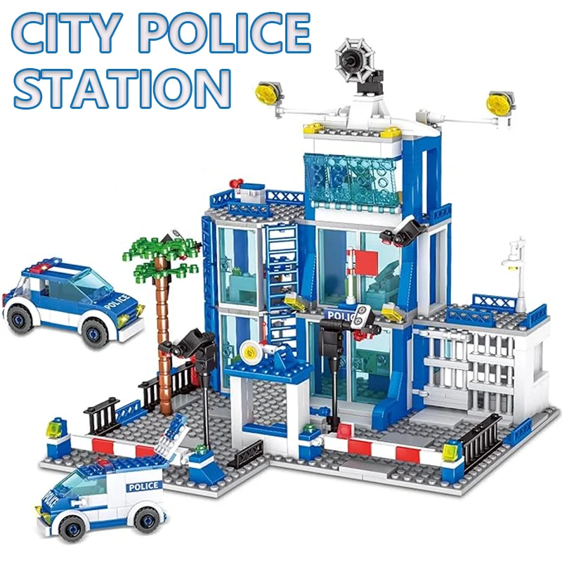 New City Police Station Building Blocks Model 760PCS Sets Boys DIY Car Bricks Educational Toys For Children Adult Birthday Gifts