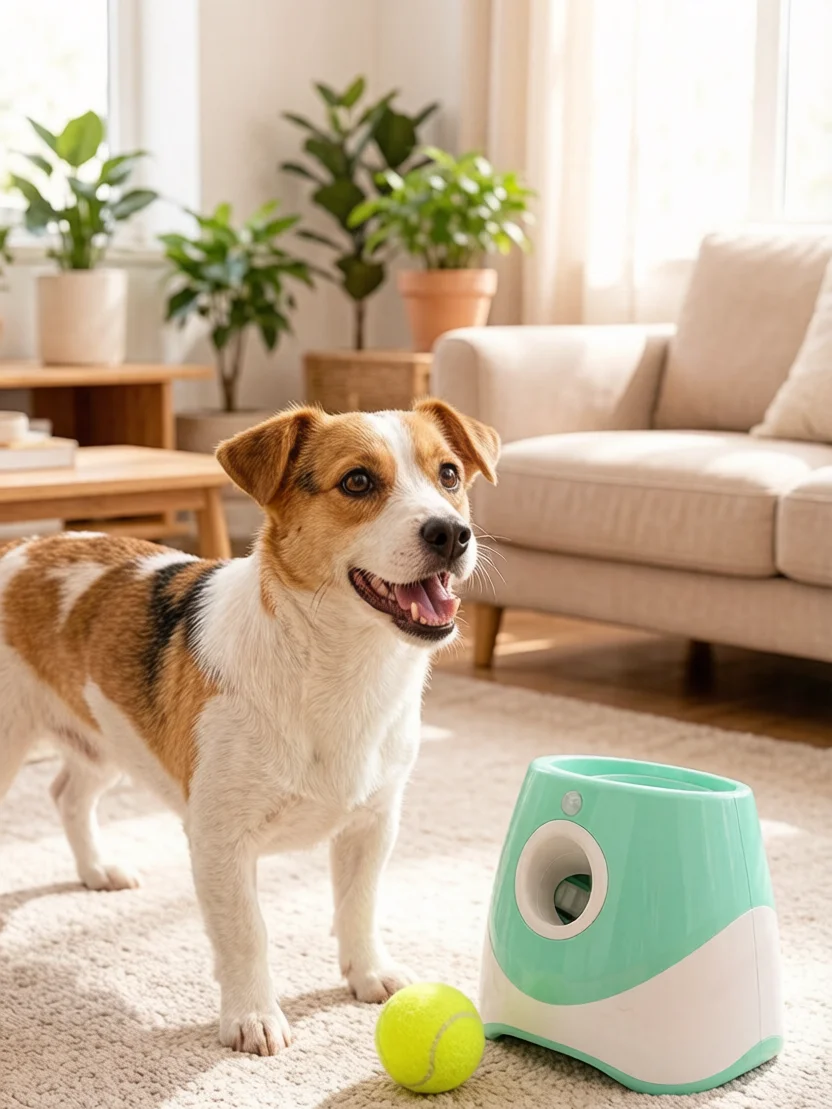 Automatic Dog Ball Launcher Rechargeable 3 Modes USB Charging Pet Tennis Ball Thrower Interactive Training Toy Indoor Outdoor