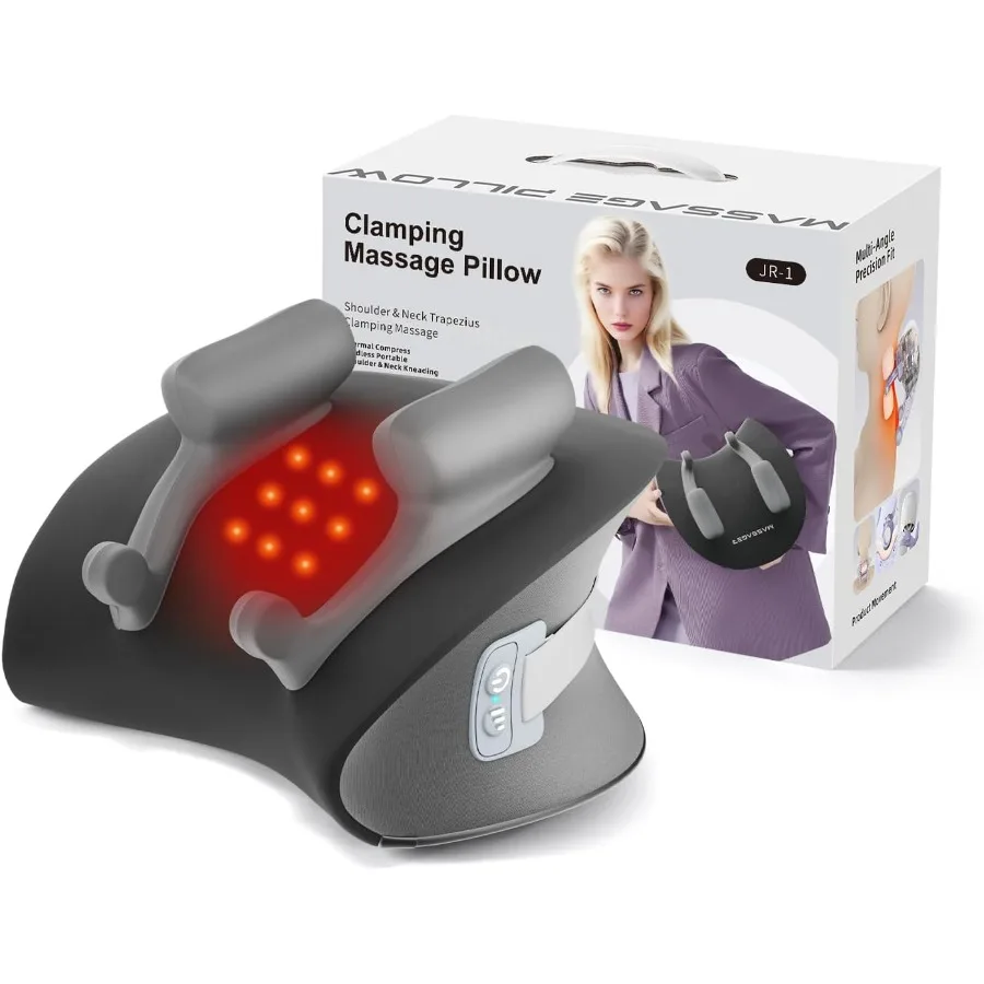 

Массажер для шеи шиацу с подогревом, электрическая массажная подушка для разминания глубоких тканей с 10-минутным таймером для боли в мышцах всего тела Rel