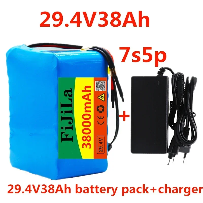 NEW 7S5P 24v 38Ah Battery Pack 250w 29.4V 38000mAh Lithium Ion Battery For Wheelchair Electric Bicycle Pack With BMS + Charger