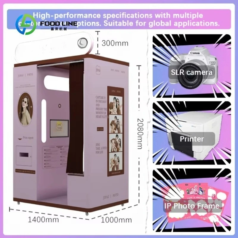 New Customizable Smart Photo Booth Design Luxury Coin-Operated Self-Service Photo Booth All-in-One for Shopping Malls