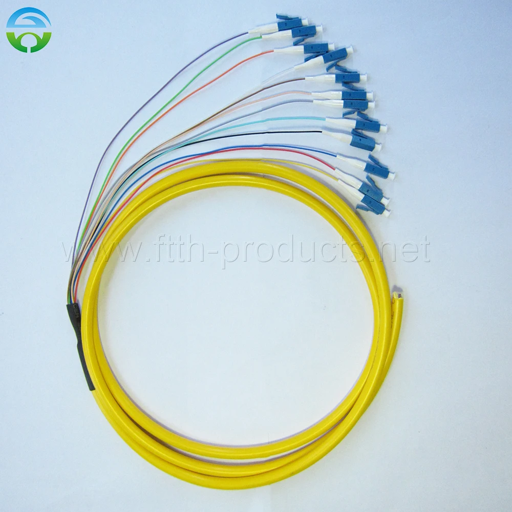 Optical Pigtail with Tight Buffer Cable, LC/UPC Connector, G652D SM, 0.9mm, 10Pcs, 12 Pcs