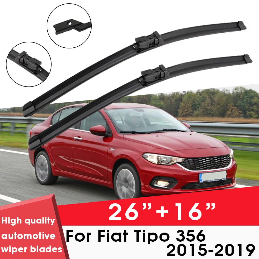 

Car Wiper Blade Blades For Fiat Tipo 356 2015-2019 26"+16" Windshield Windscreen Clean Rubber Silicon Cars Wipers Accessories