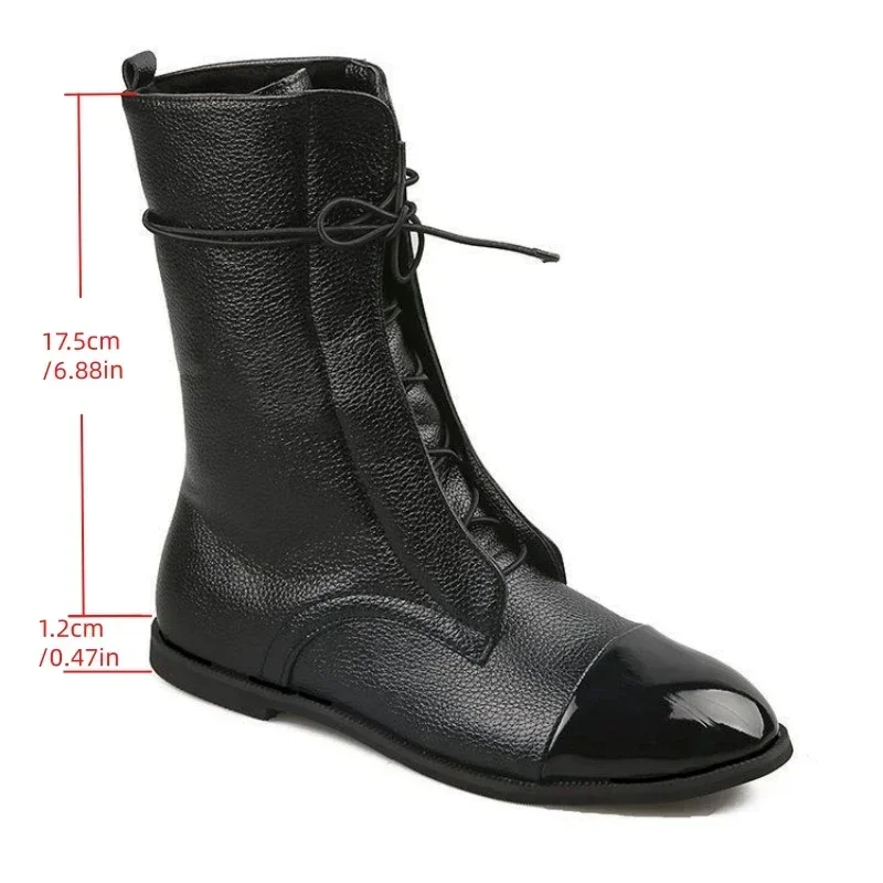 2026 Neue Damen-Herbststiefel in Übergröße im Britischen Stil, Wadenlang, Spitze, Schmal Geschnitten, Outdoor-Mode-Motorradstiefel – Detail 8