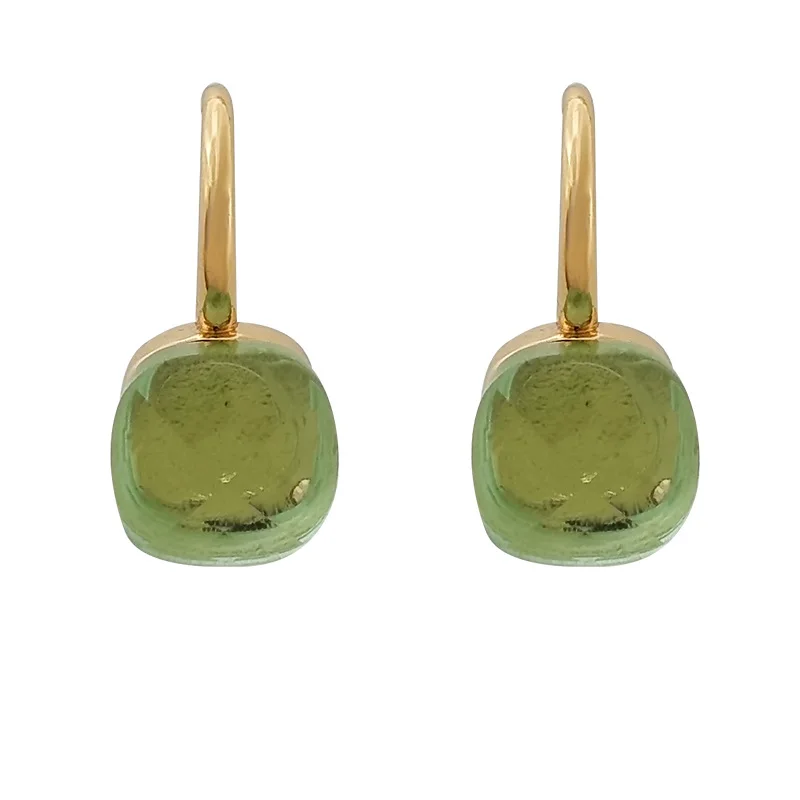 Trendy Jewelry Vintage Temperament Green Color Glass Earrings For Women Female Gifts Simply Design Ear Accessories