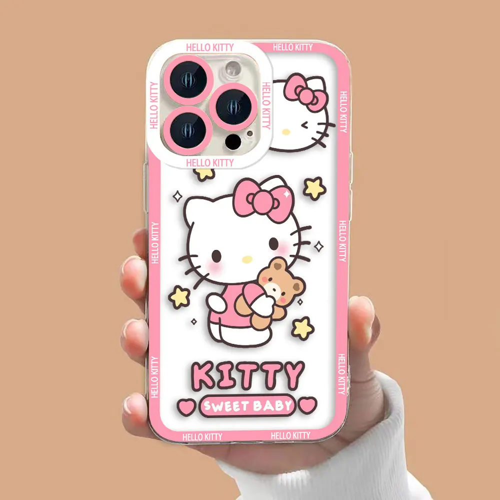 Simpatico gatto rosa Holle K-Kitty Cassa del telefono trasparente per VIVO S1 Z1X V20 V21 V21E V23 V23E V25 V27 V27E V29E V30E V30 V40 V50 V60 Caso