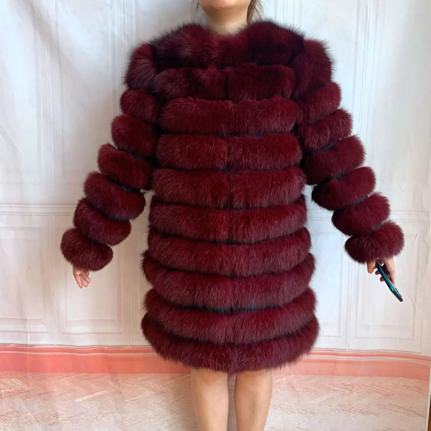 NEW 4in1 Real Fox Fur Long Coat Winter Coat for Women Jackets Vest Winter Outerwear Women Fox Fur Coat High Quality Fur Clothes