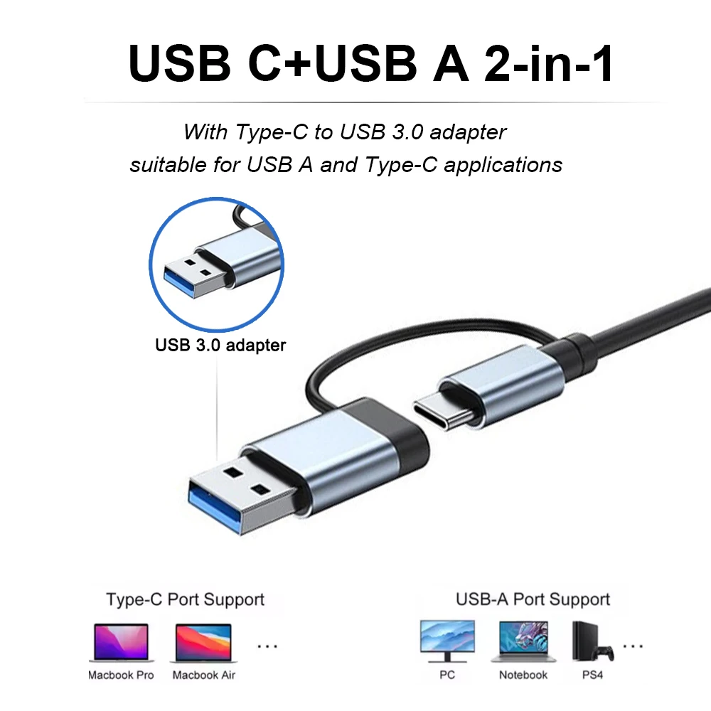 8 in 1 USB C Hub USB Hub 3.0 USB Extender, USB Splitter with 4 USB, Micro SD Card Reader Laptop and 1 USB C Ports 1 3.5mm Audio