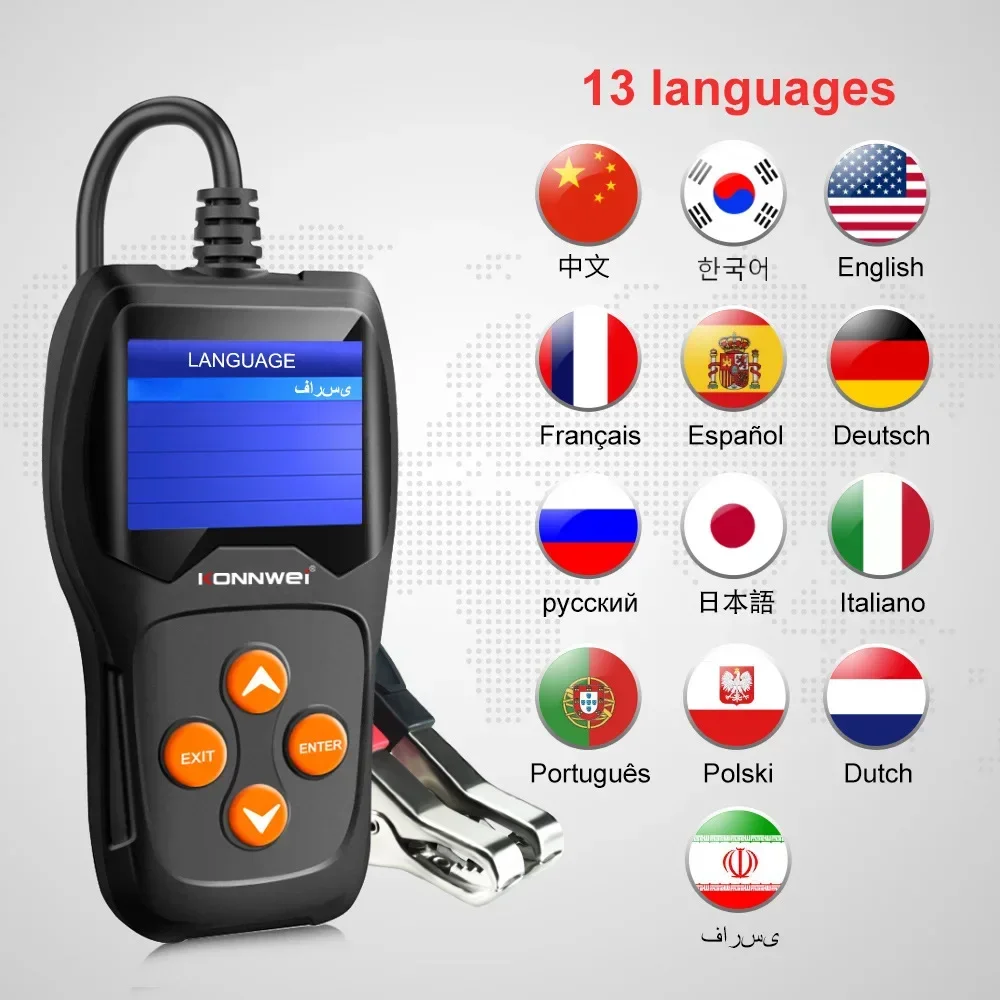 KONNWEI KW600 Car Battery Tester 12V 100 To 2000CCA 12 Volts Battery Tools for The Car Quick Cranking Charging Diagnostic