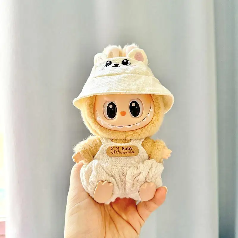 [Clothes only] For 17 CM Labubu clothes outfit baby clothes bubble overalls and hat set