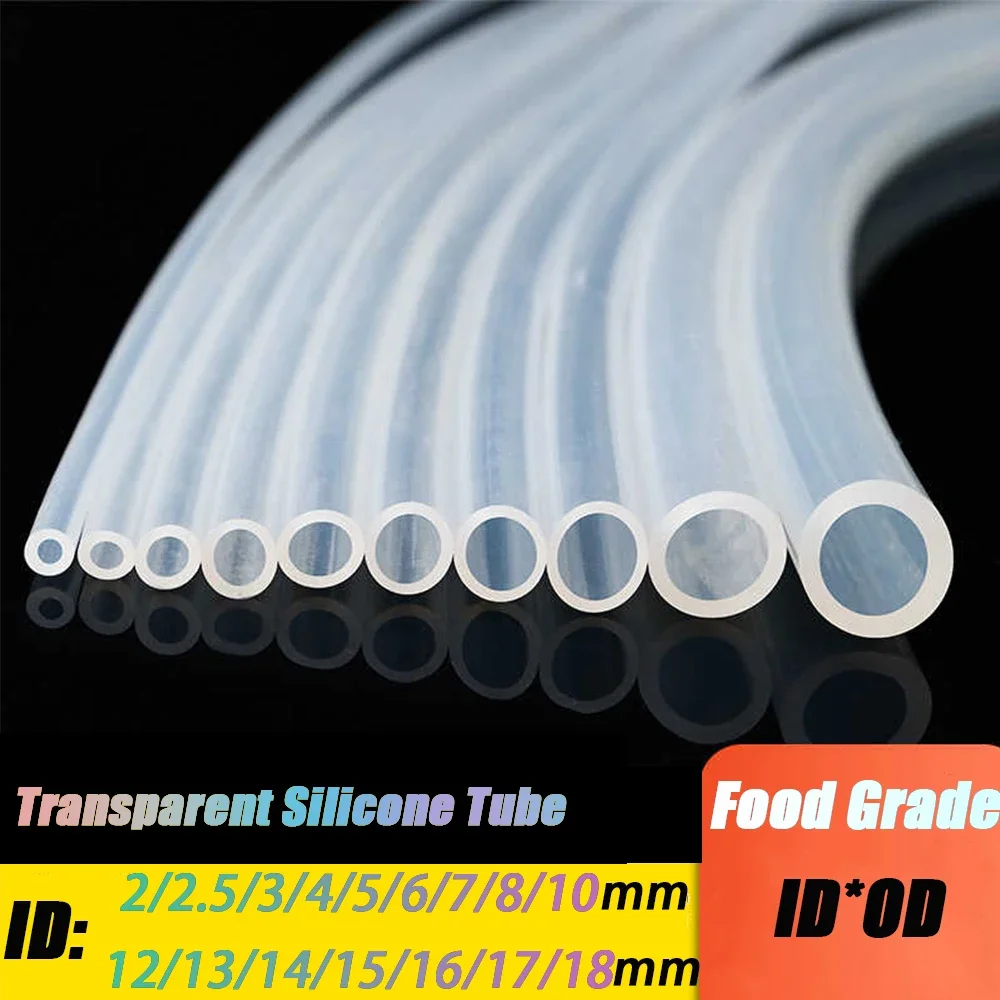 1/10Meters Food Grade Clear Transparent Silicone Rubber Hose ID 2 3 4 5 6 7 8 9 10 12-25mm O.D Flexible Nontoxic Silicone Tube