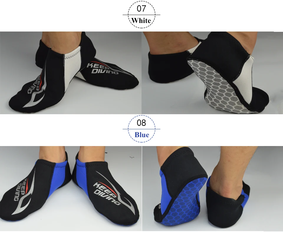 3 mm Neopren bunte Tauchsocken, freche Strandschuhe, Schnorchelausrüstung, Schuhe in Flossen, rutschfeste Heimsocken – Detail 7