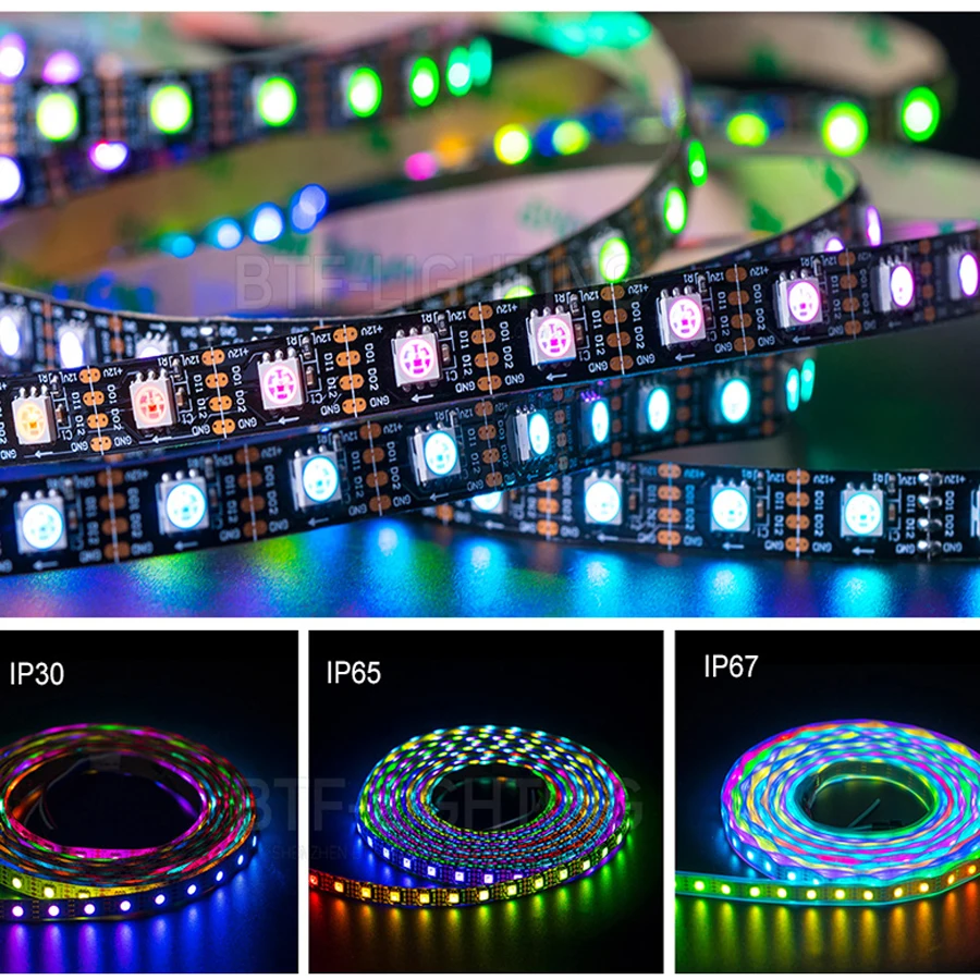 5m 12V WS2811 WS2815 5V WS2812B ECO WS2813 Dual Signal RGB IC 3PIN 4PIN Pixels LED Light Strip Addressable 30 60 LEDs IP30 65 67