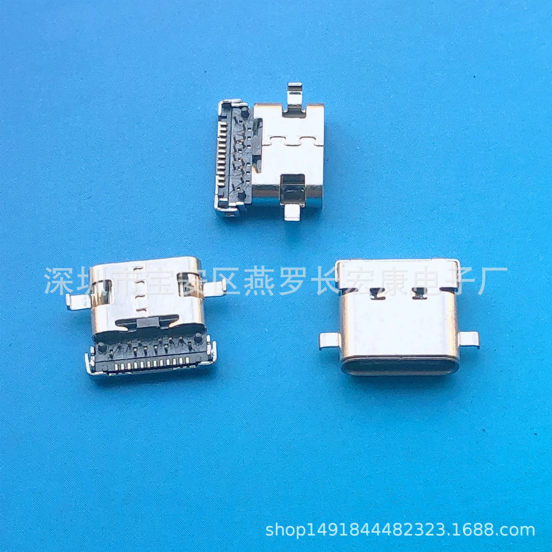 For TYPE-C 24P Female Socket Front Plug Rear Sticker DIP+SMT Sinking Single Shell L=8.65 Column Four pins