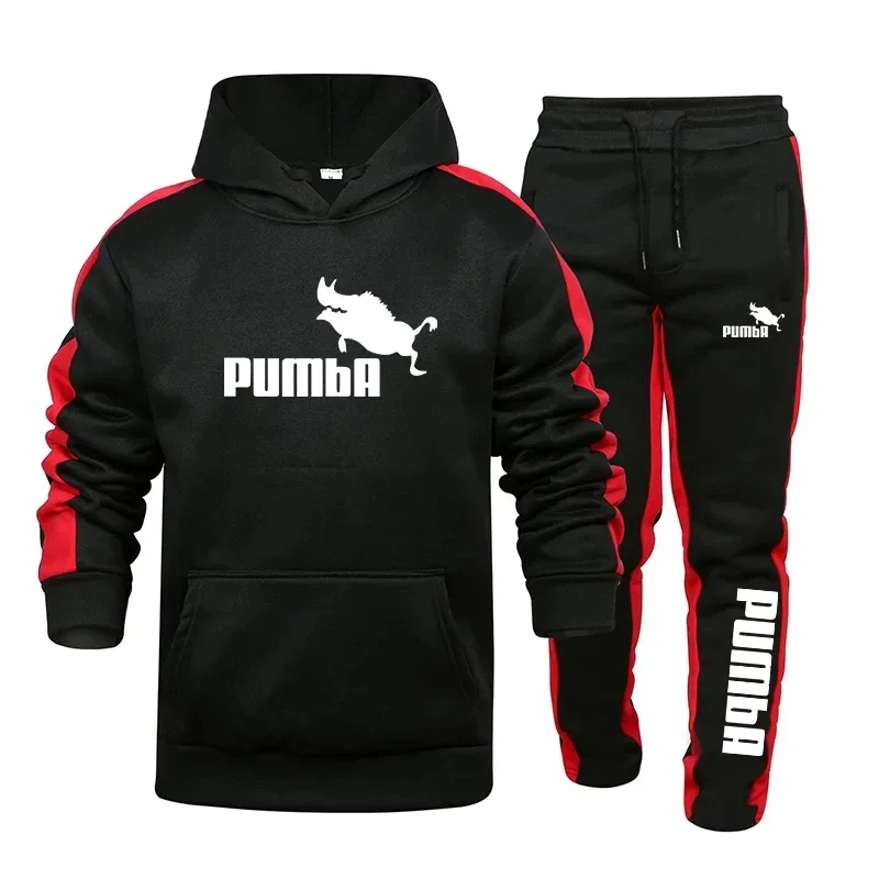 2024 Spring and Autumn men's fashion printed fitness sportswear set casual long-sleeved pullover hoodie + jogging pants 2-piece