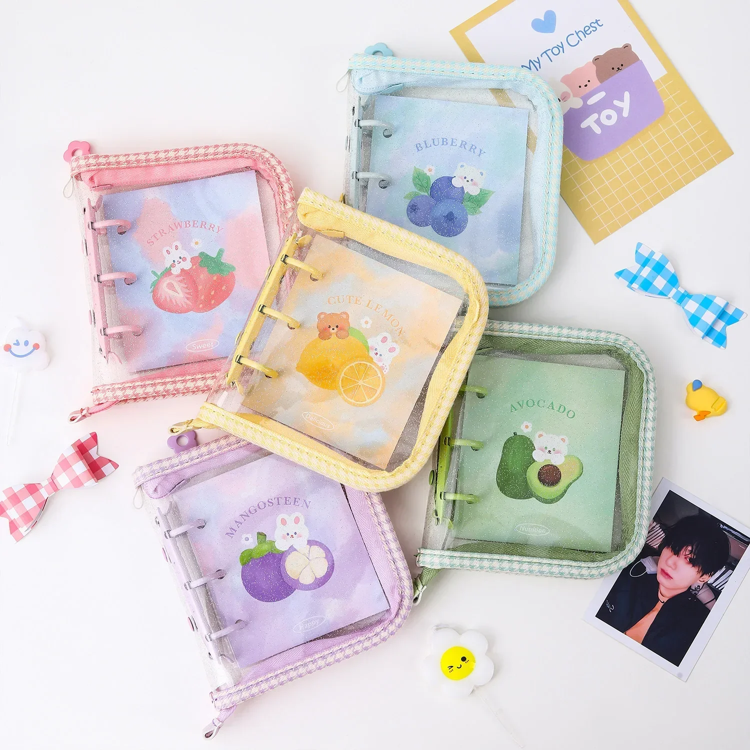 Kawaii Zipper Kpop Photocards Binder Mini Photo card Holder Idol Pictures Collect Book Album Journal Notebook School Stationery