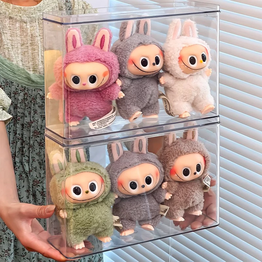 

For Labubu Display Box Anti-Dust Figure Showcase Transparent Doll Case Storage Organizer for Collectible Toys
