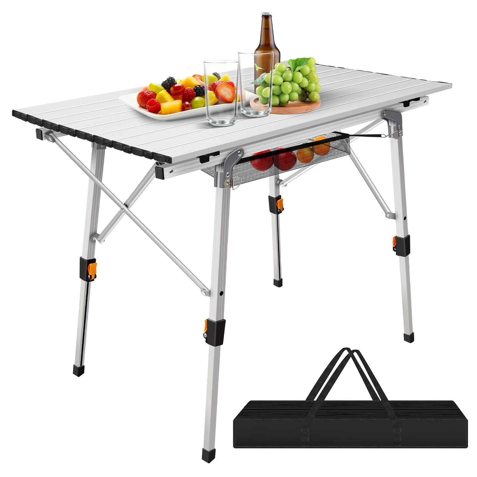 Folding Camping TablePicnic TablePortable Rolling TableSmall Folding Beach TableBarbecue Dining Table90 x 53 cm