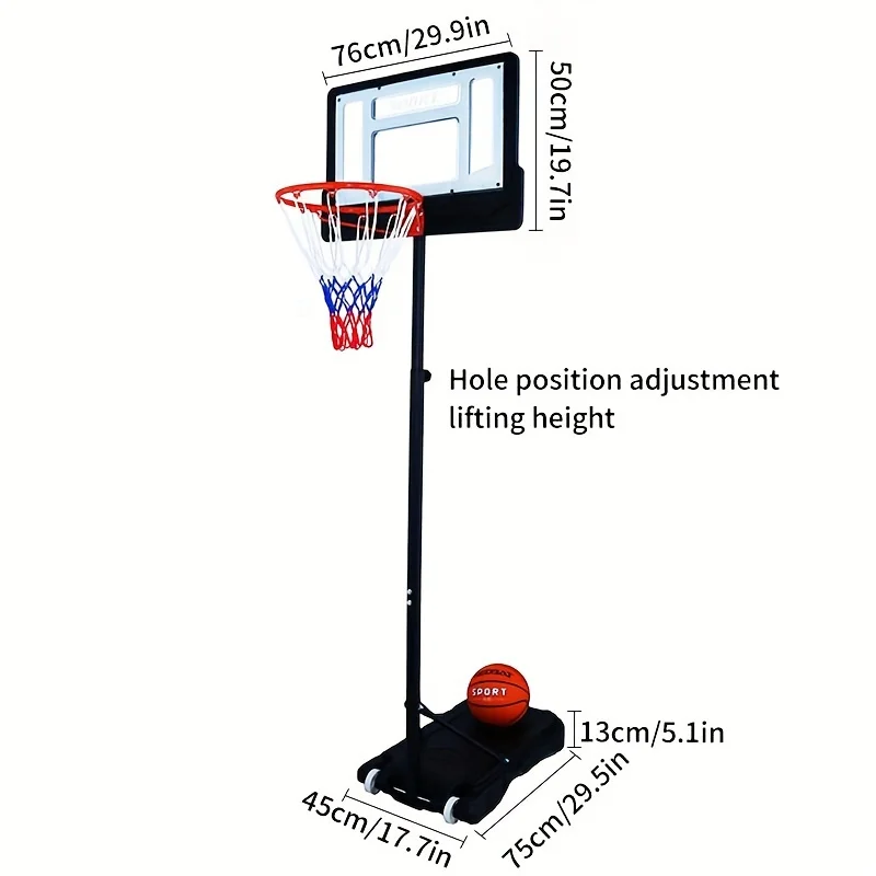 T385 Outdoor Adjustable Height Movable Basketball Hoop Metal Basketball Board with Glass Rim Stand Type