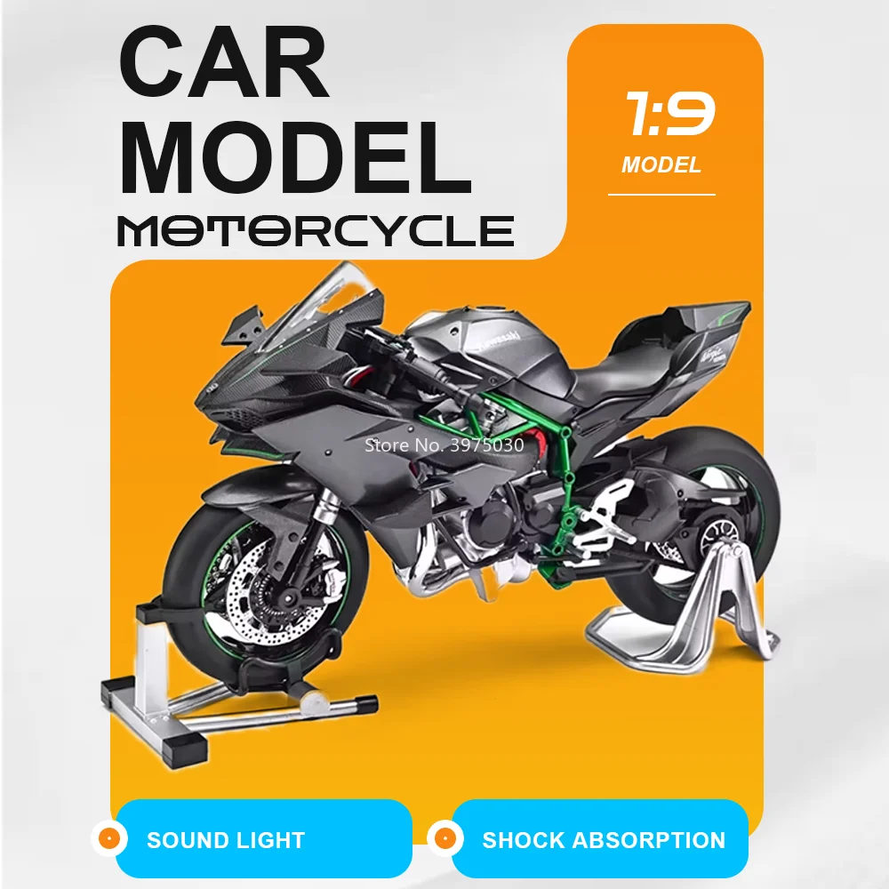 

1:9 Kawasaki Ninja H2R R1M Motorcycles Cars Toys Models Wheel Turned Miniature Vehicles Sound Motorcycle Toy Toddler Kids Gifts