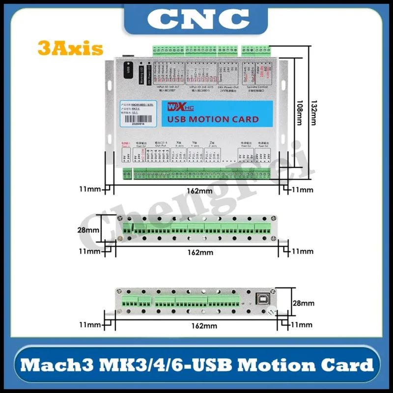 CNC XHC MKX-V 3/4/6 axis motion control card 2000kHz frequency Mach3 USB controller breakout board for engraving and cutting