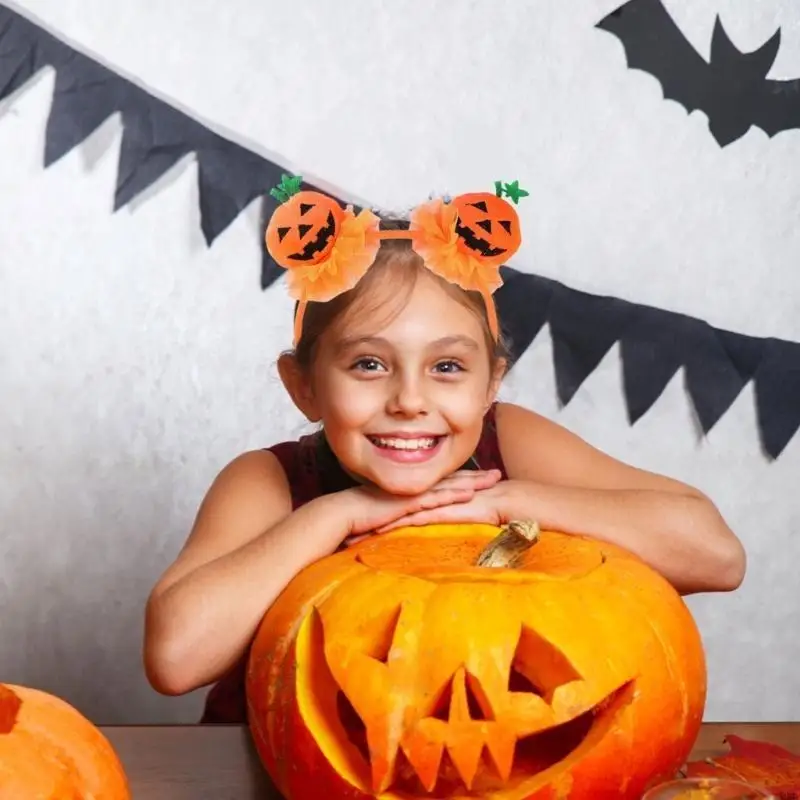 195E Diadema calabaza para fiesta infantil, aro para para fiesta temática Halloween, tocados para juegos rol,