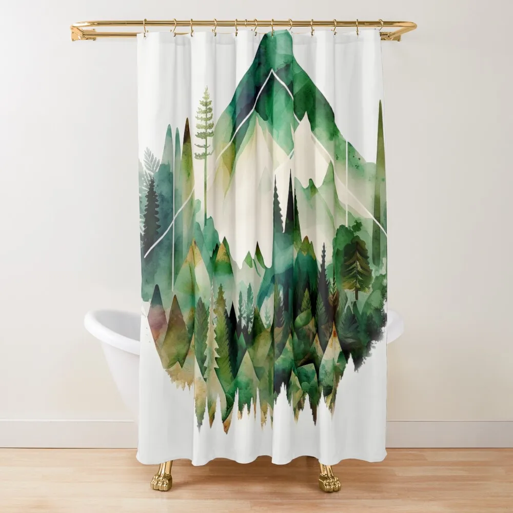 

mountain geometric shapes watercolor Shower Curtain Modern Accessory Bathrooms Curtain