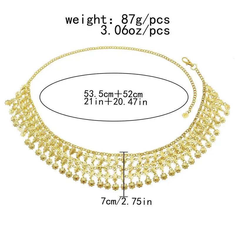 보헤미안 스타일 바디 체인 밸리 댄스 장식 허리 체인, 동전 술 패션, 올 매치 우아한 금속 허리 체인