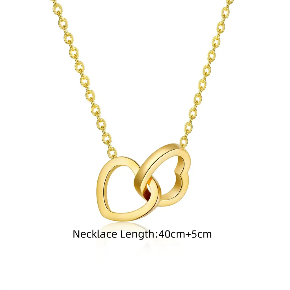 Punk clavícula pequeno coração a coração charme pingente feminino cor de ouro aço inoxidável gargantilha colar corrente para mulheres jóias presente