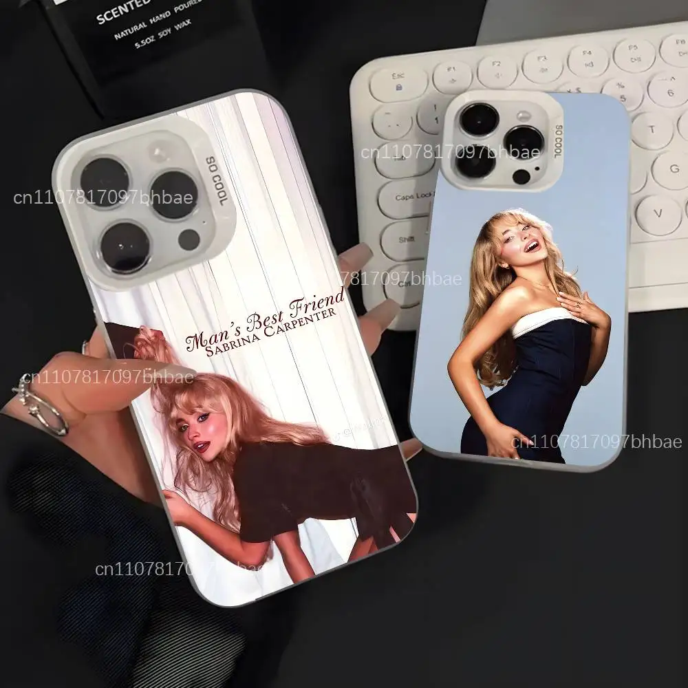 

S-Sabrina Carpenter Mans Best Friend For iPhone 17,16,15,14,13,12,X,8,Pro,Max,Plus,SE4,Air,Mini Anti-Slip White IMD Matte Case