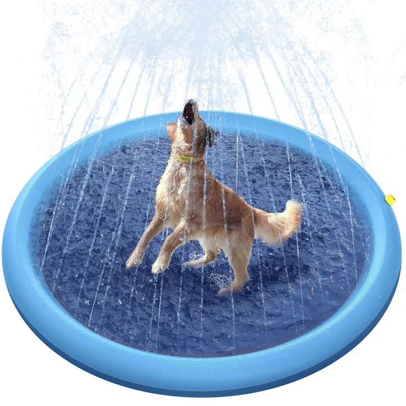 150/170Cm Zomer Huisdier Zwembad Opblaasbare Water Sprinkler Pad Spelen Koelmat Buiten Interactieve Fontein Speelgoed Voor Honden