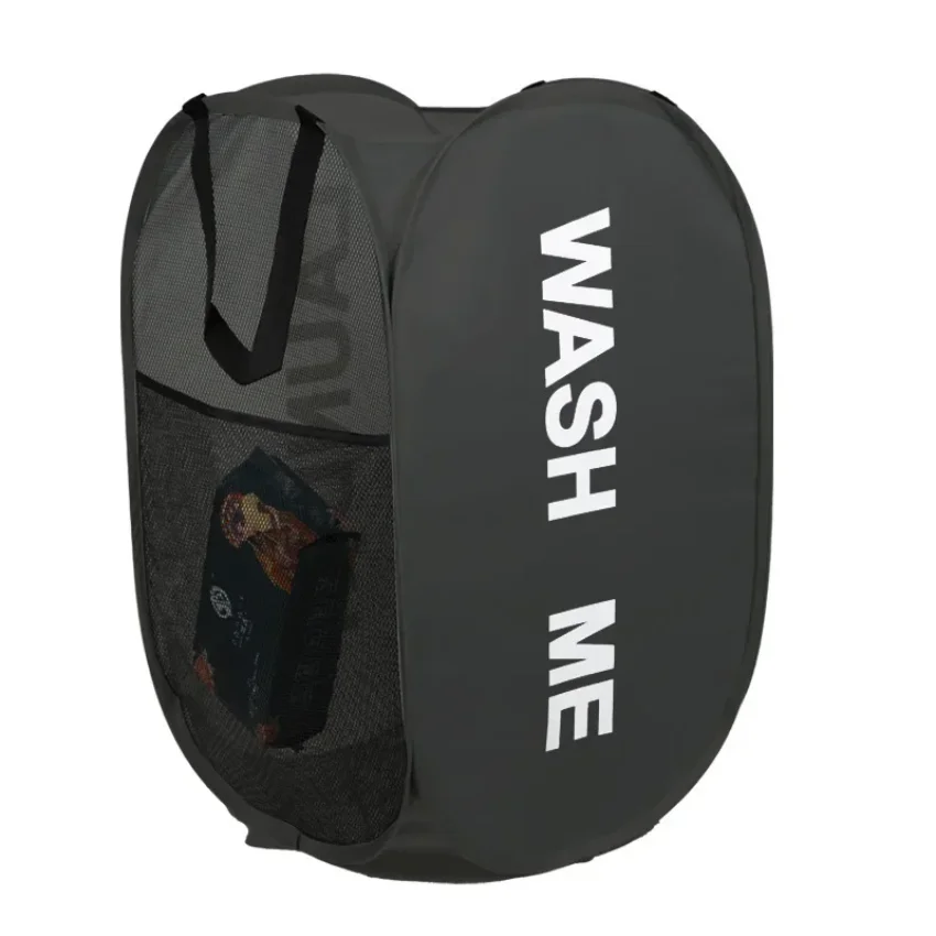 Picture 6: Portable Mesh Pop Up Laundry Hamper Wide Opening Breathable Collapsible Space-Saving Laundry Basket Dorm Travel Bathroom Items