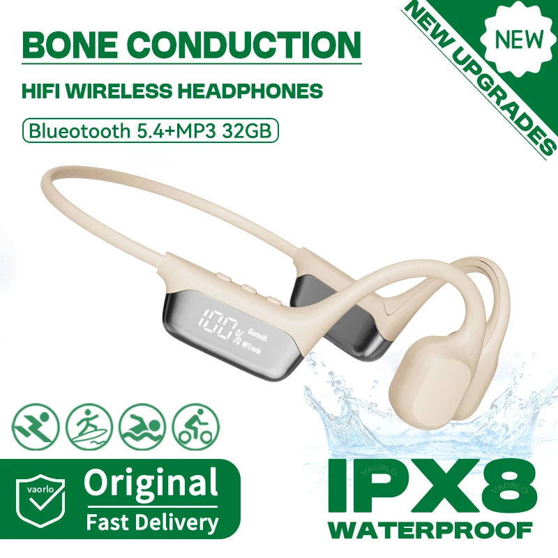 S10 Bluetooth 5.4 Echte beengeleiding hoofdtelefoon HIFI muziekheadset 32 GB MP3-speler LED digitaal display IPX8 Waterdicht om te zwemmen