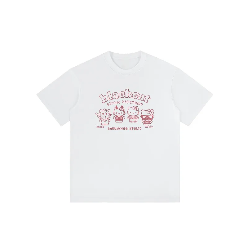 Cartoon Sweet Cool Girl Style Hello Kitty 3D Printed Short Sleeve T-shirt Loose and Versatile Quick Drying Top Trendy