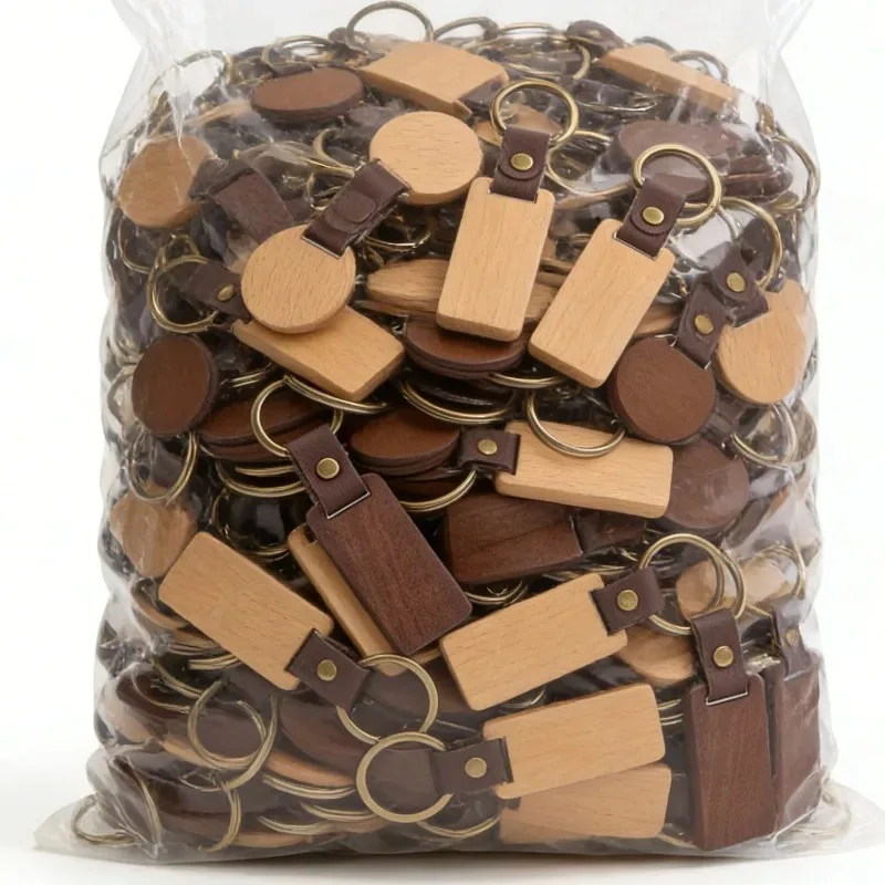 5-100pcs Blank PU Leather Wood - Wood Ring Blank review and price