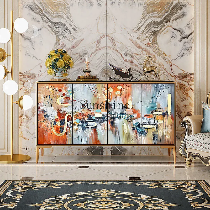 

Solid wood light luxury art door cabinet Hotel living room door simple side cabinet