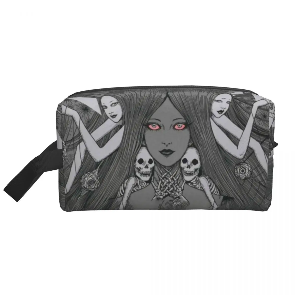 Cute Junji Ito Manga Travel Toiletry Bag for Women Horror Tomie Skull Cosmetic Makeup Bag Beauty Storage Dopp Kit