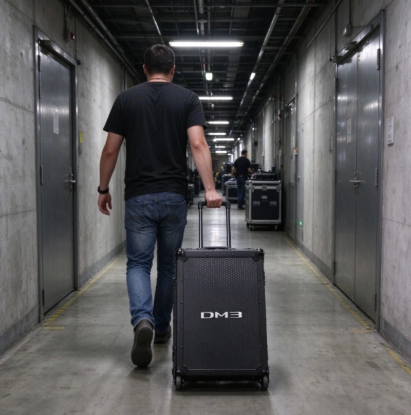 Flight Case for Yamaha DM3 Digital Mixer, Heavy-Duty Case with Pull Rod & 2 Rolling Wheels, for Live Sound, Wedding and Studio