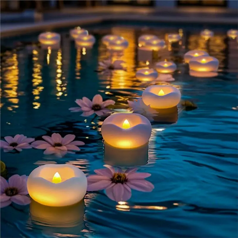 Battery Operated 24PCS LED Floating Candles Electronic Flameless For Wedding Party Christmas Decors