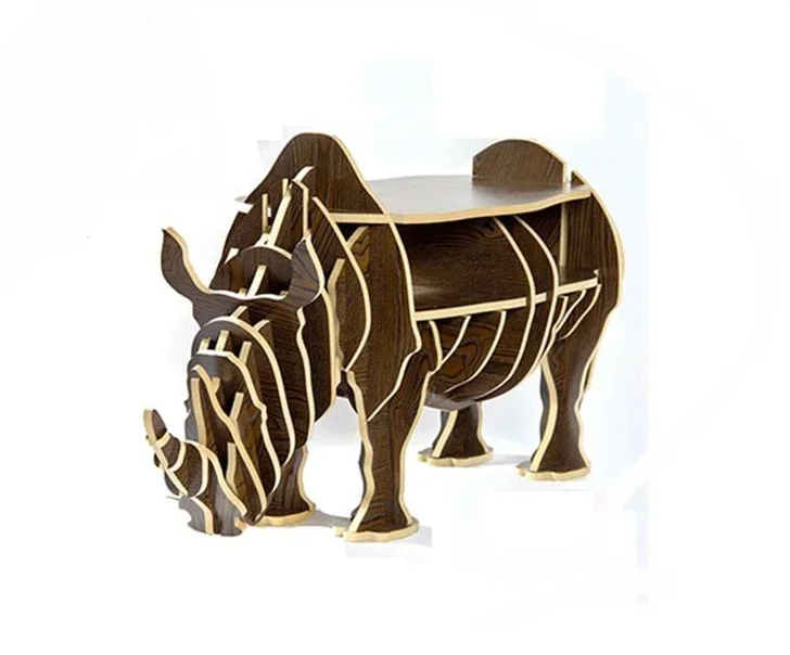 Creative solid wood lion shape display stand solid wood rhino decorative stand living room shelf sales office window props