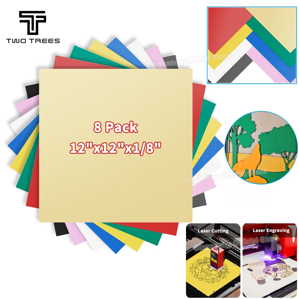 

8Pcs Laser Engraver Paint-Free Colored Plywood 300*300*30MM Colored Plywood For Laser Engraving Cutting TTS DIY Drawing Gift