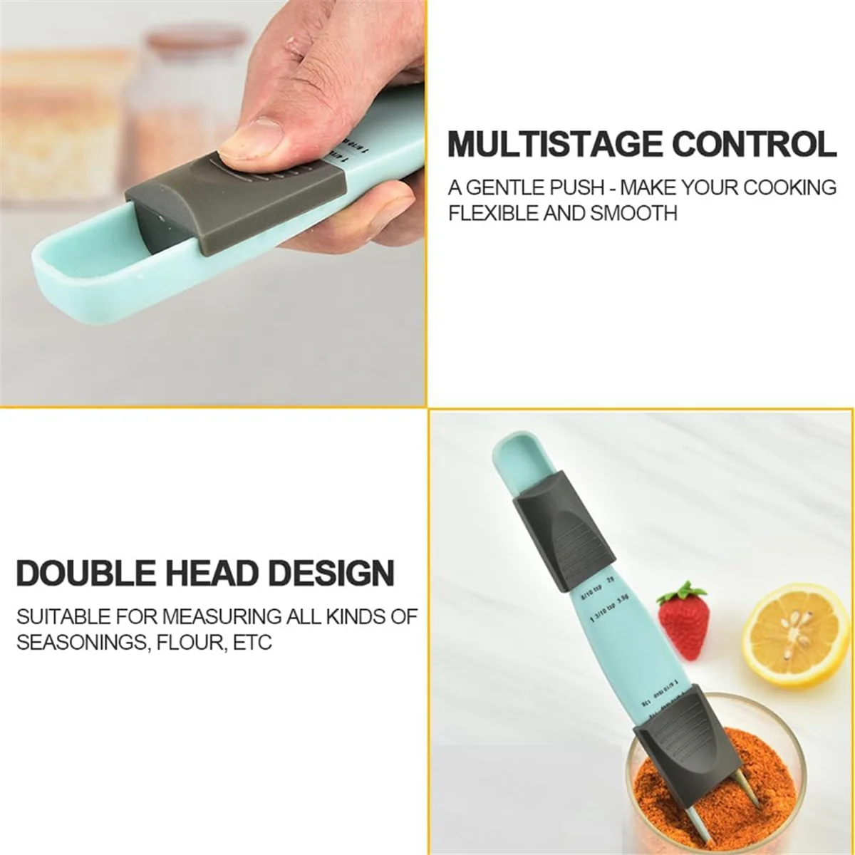 Adjustable Measuring Cup and Spoons Set Battery-Free Baking Magnetic Back Strap Kitchen Tools Graduated Measuring TQ
