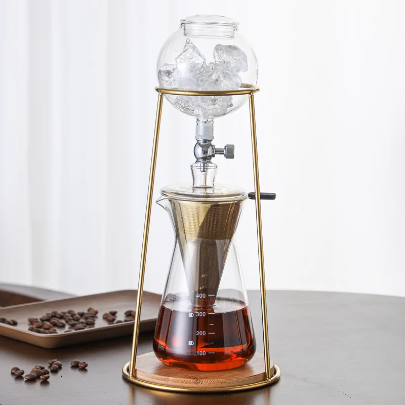 Home Drip Hydraulic Hand Brew Ice Brewer Cold Brew Tea Drip Kettle Ice Drip Coffee Maker Teapot Teapot Holder Set Ice Drip