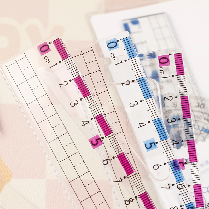 1Set Simple High Quality Ruler Transparent Drawing Tools Office School Supplies Student Stationery Creative Plastic Ruler Set