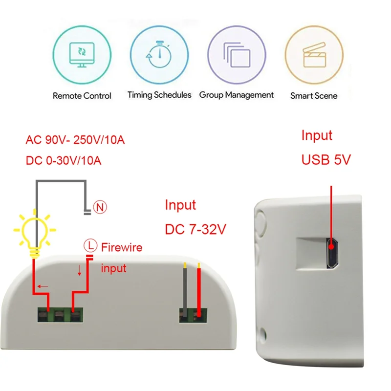 AC/DC 7V-32V Smart Wifi Motor Switch Module With Case Wifi+BT 1CH Remote Relay Ewelink For Alexa Google Home With 2.4G Remote