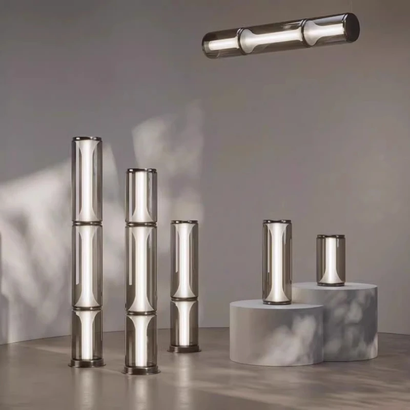 

Italian Creative LED Floor Lamp Long Strip Glass Bamboo Joint Personality Stand Light Living Room Restaurant Bedroom Sofa Corner